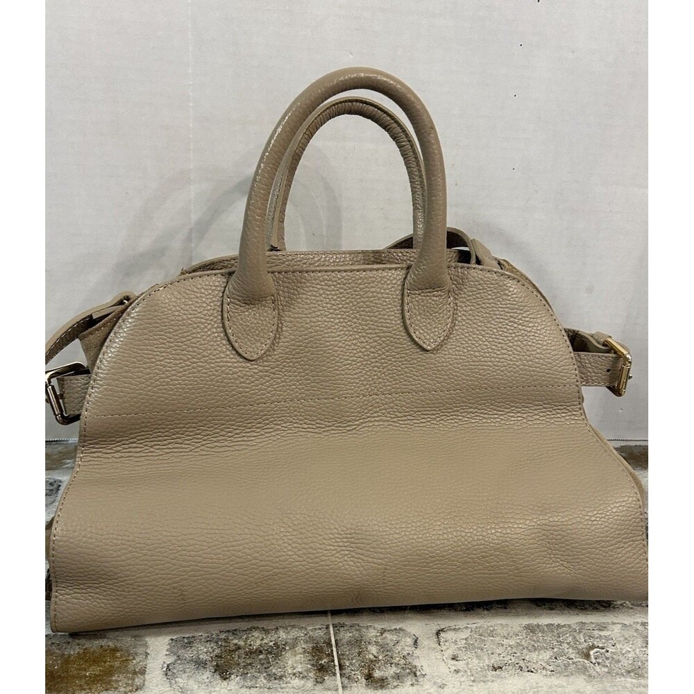 Anna Paola Riva Bag Taupe Leather Viral Commuter Satchel Purse Hand Shoulder - Picture 4 of 13